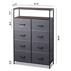 Cassettiera in Tessuto DEXYLLO a 8 Cassetti, Armadio a Torre Alto per Camera da Letto, Armadio, Soggiorno, Corridoio, Unità Organizzativa Salvaspazio
