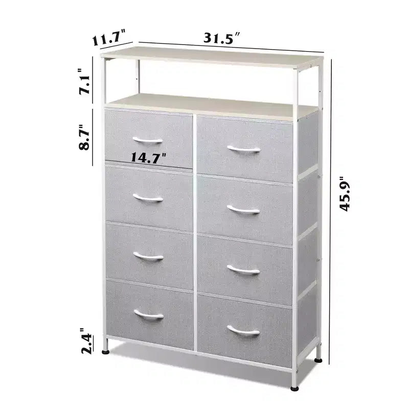 Cassettiera in Tessuto DEXYLLO a 8 Cassetti, Armadio a Torre Alto per Camera da Letto, Armadio, Soggiorno, Corridoio, Unità Organizzativa Salvaspazio