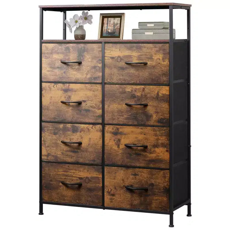 Cassettiera in Tessuto DEXYLLO a 8 Cassetti, Armadio a Torre Alto per Camera da Letto, Armadio, Soggiorno, Corridoio, Unità Organizzativa Salvaspazio