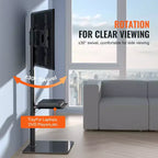 VEVOR Supporto TV, Staffa TV Alta Girevole per TV da 32 a 65 pollici, Supporto TV da Pavimento Portatile Regolabile in Altezza con Base in Vetro Temperato, Soggiorno