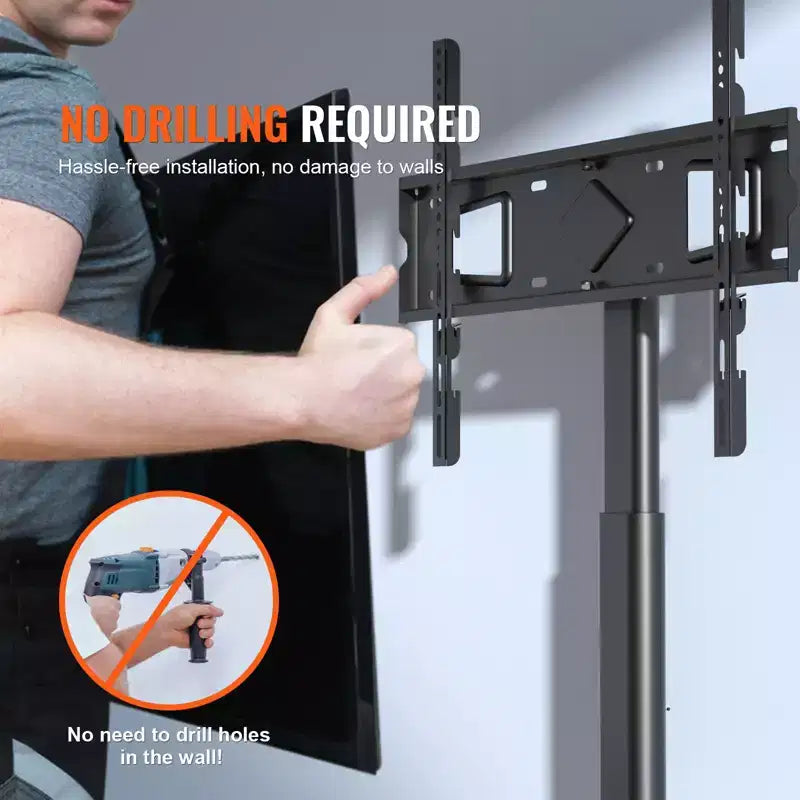 VEVOR Supporto TV, Staffa TV Alta Girevole per TV da 32 a 65 pollici, Supporto TV da Pavimento Portatile Regolabile in Altezza con Base in Vetro Temperato, Soggiorno