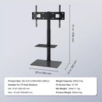 VEVOR Supporto TV, Staffa TV Alta Girevole per TV da 32 a 65 pollici, Supporto TV da Pavimento Portatile Regolabile in Altezza con Base in Vetro Temperato, Soggiorno
