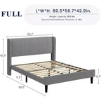 Struttura Letto con Testiera Imbottita, Design a Piattaforma in Legno con 2 Tasche Portaoggetti, Schienale a Onde Verticali Trapuntato, Robuste Doghe in Legno.