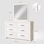 Hyleory Tavolino da trucco moderno per camera da letto con specchio, 6 grandi cassetti