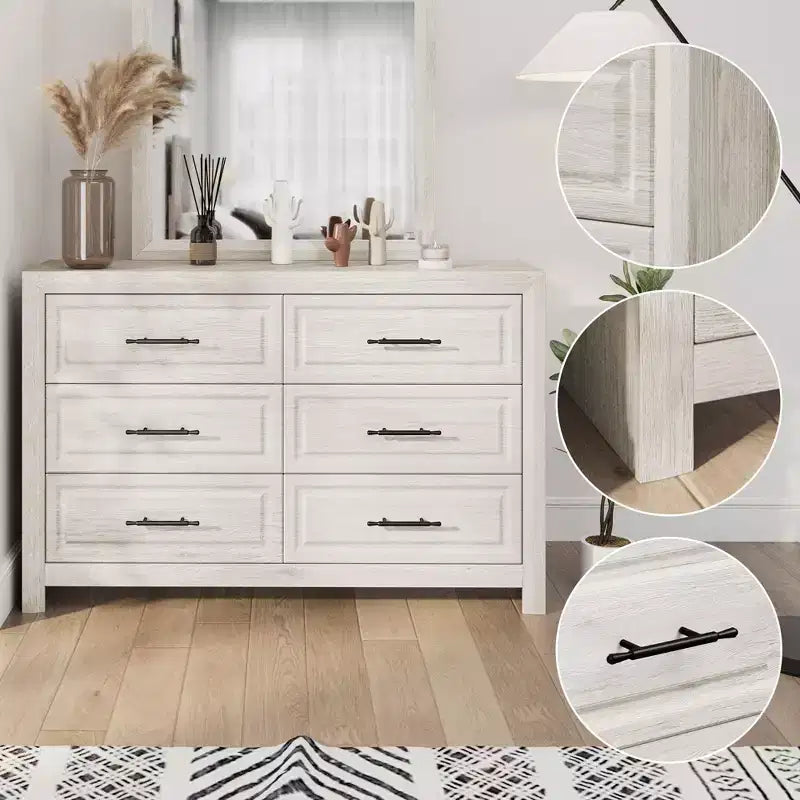 Hyleory Tavolino da trucco moderno per camera da letto con specchio, 6 grandi cassetti