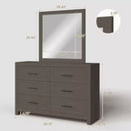 Hyleory Tavolino da trucco moderno per camera da letto con specchio, 6 grandi cassetti