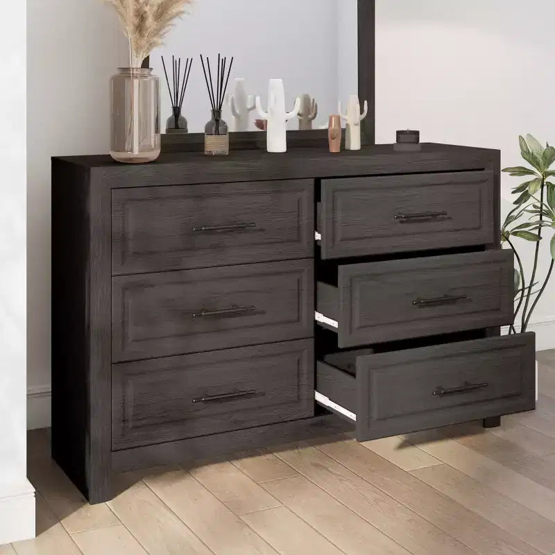 Hyleory Tavolino da trucco moderno per camera da letto con specchio, 6 grandi cassetti