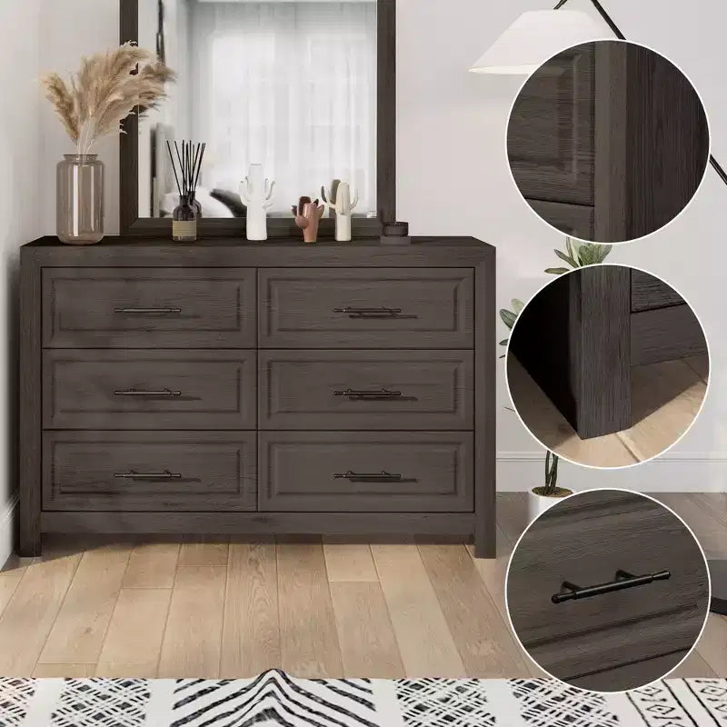 Hyleory Tavolino da trucco moderno per camera da letto con specchio, 6 grandi cassetti