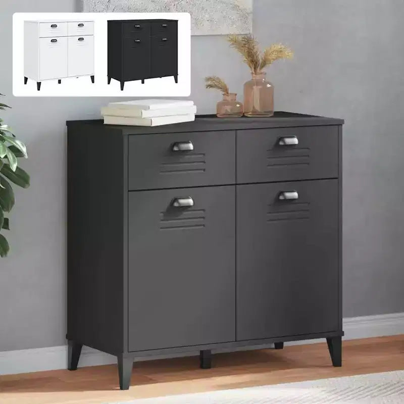 vidaXL Credenza mobile contenitore per soggiorno, in legno massello di pino, con 2 cassetti