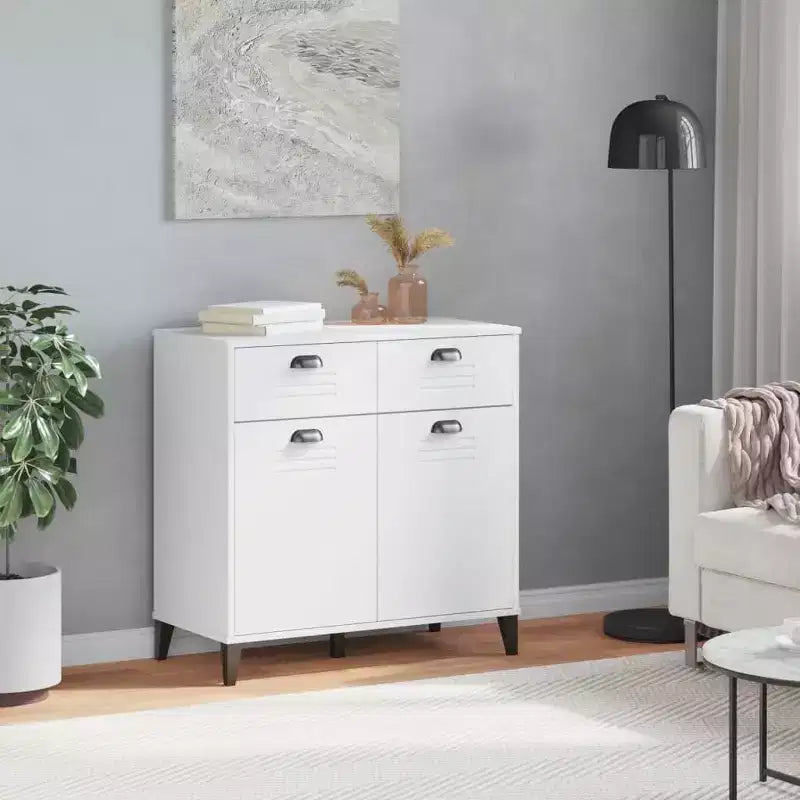 vidaXL Credenza mobile contenitore per soggiorno, in legno massello di pino, con 2 cassetti