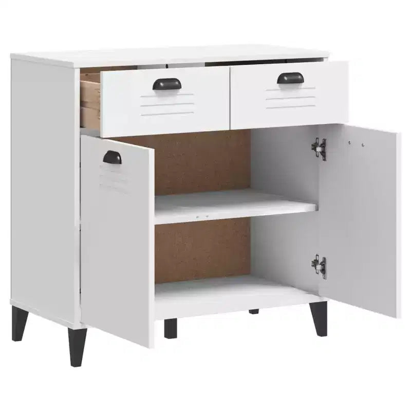 vidaXL Credenza mobile contenitore per soggiorno, in legno massello di pino, con 2 cassetti
