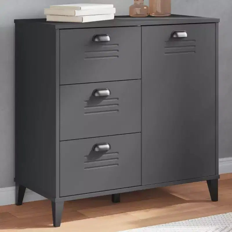 vidaXL Credenza mobile contenitore per soggiorno, in legno massello di pino, con 2 cassetti
