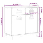 vidaXL Credenza mobile contenitore per soggiorno, in legno massello di pino, con 2 cassetti