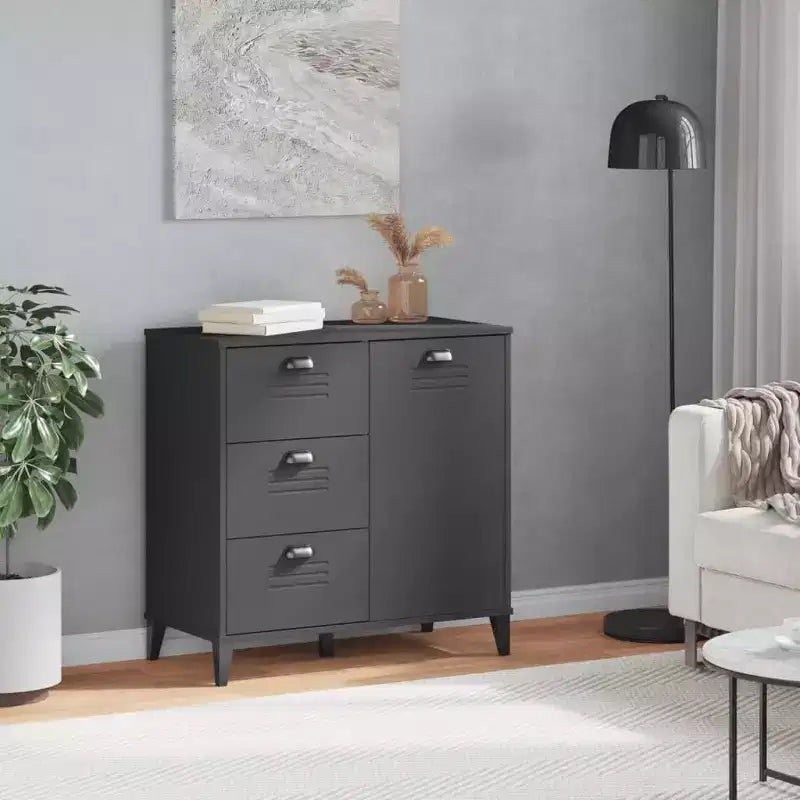 vidaXL Credenza mobile contenitore per soggiorno, in legno massello di pino, con 2 cassetti