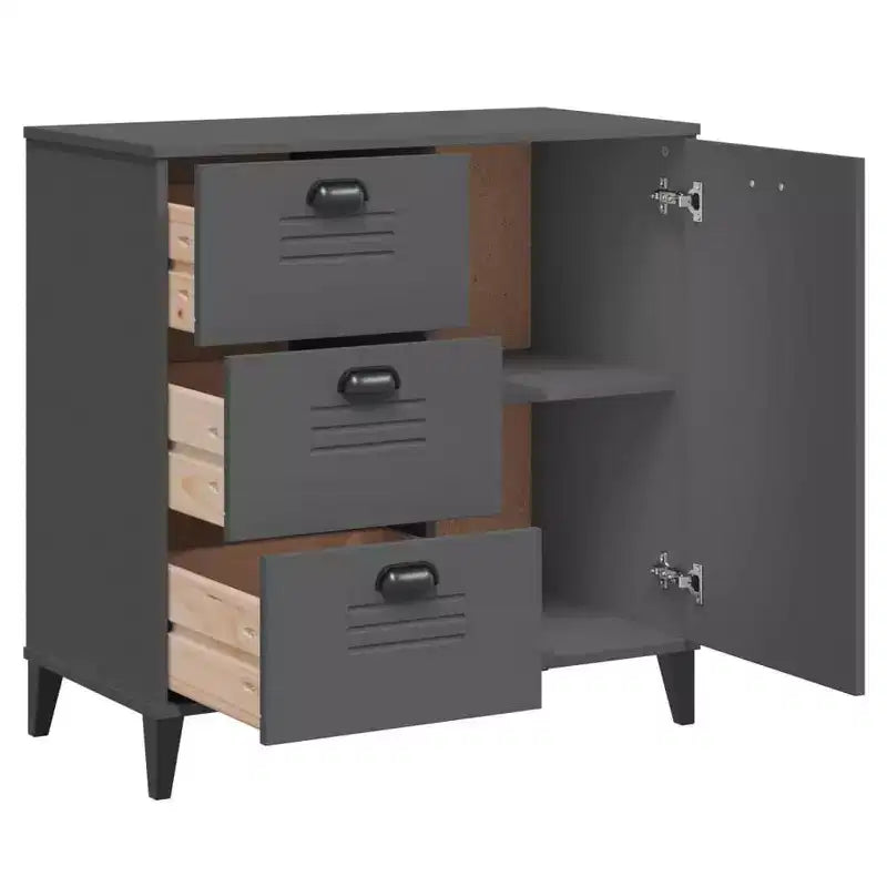 vidaXL Credenza mobile contenitore per soggiorno, in legno massello di pino, con 2 cassetti
