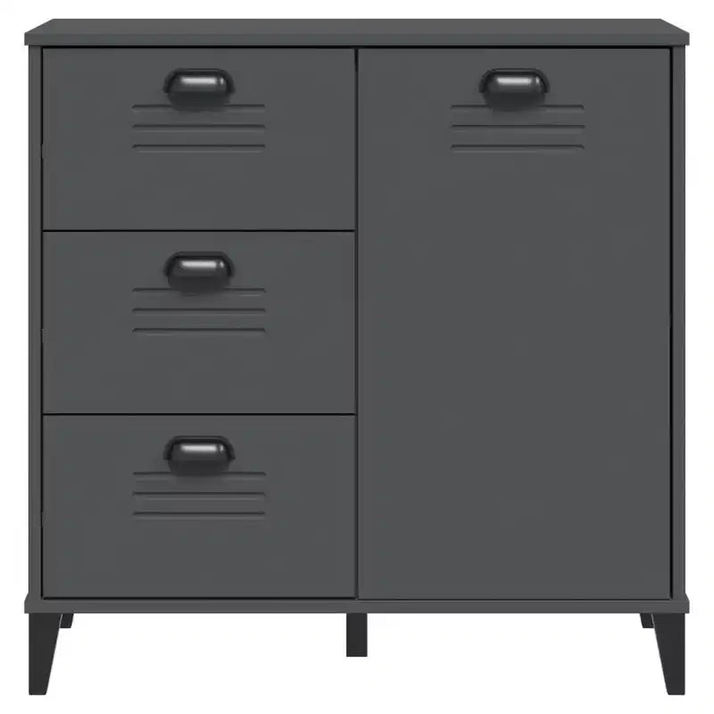 vidaXL Credenza mobile contenitore per soggiorno, in legno massello di pino, con 2 cassetti