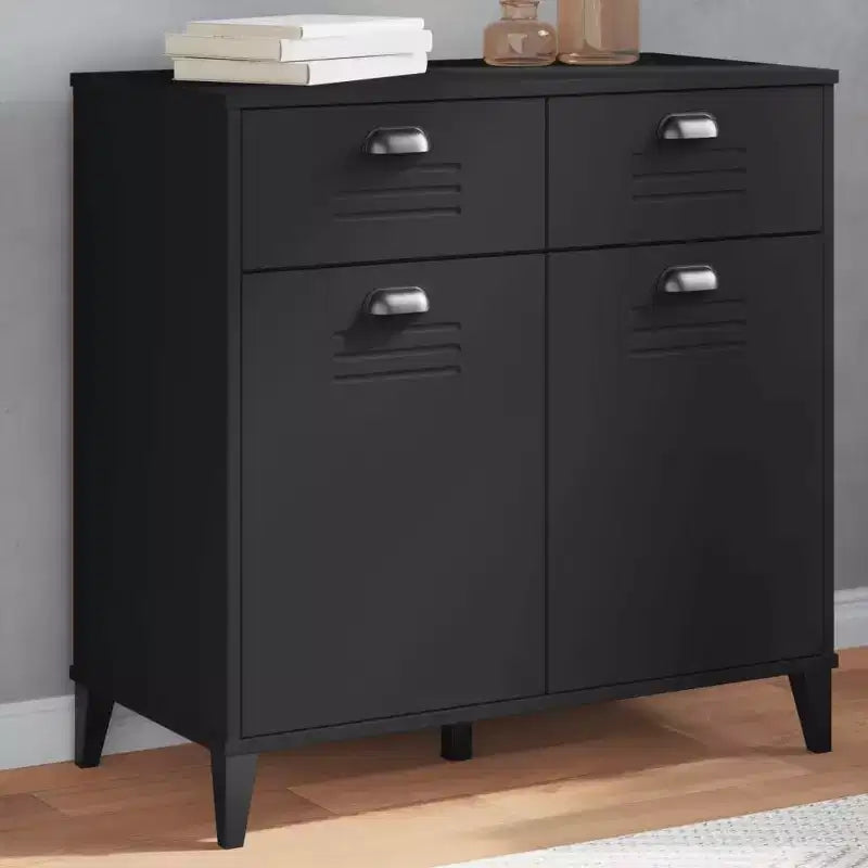 vidaXL Credenza mobile contenitore per soggiorno, in legno massello di pino, con 2 cassetti