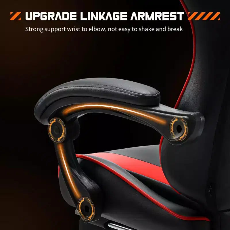 Sedia da Gaming Ergonomica con Poggiapiedi e Comodo Supporto Lombare, Poltrona Reclinabile in Pelle PU con Poggiatesta e Braccioli Fissi
