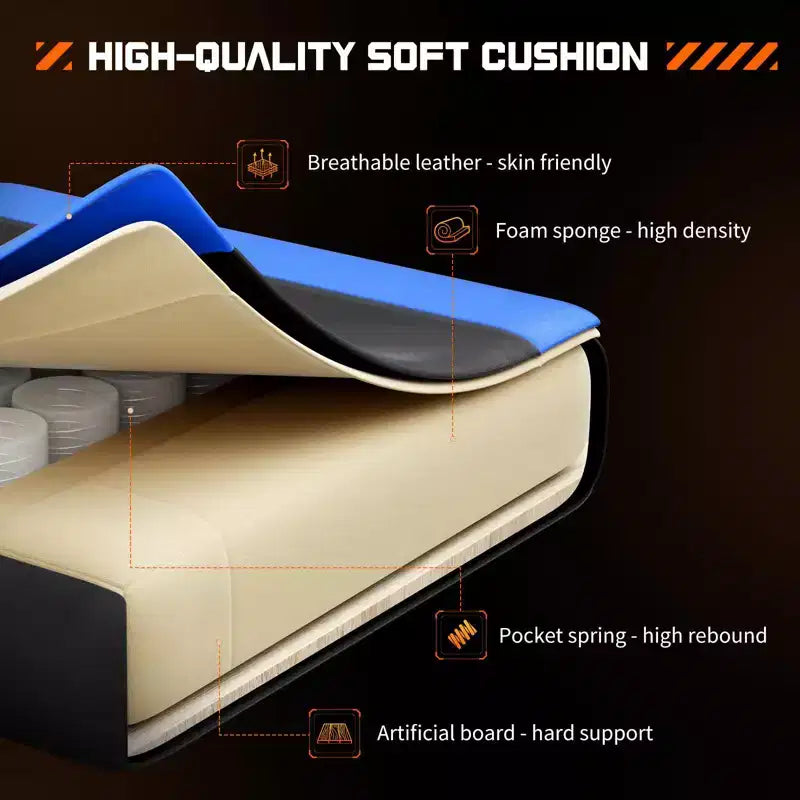 Sedia da Gaming Ergonomica con Poggiapiedi e Comodo Supporto Lombare, Poltrona Reclinabile in Pelle PU con Poggiatesta e Braccioli Fissi