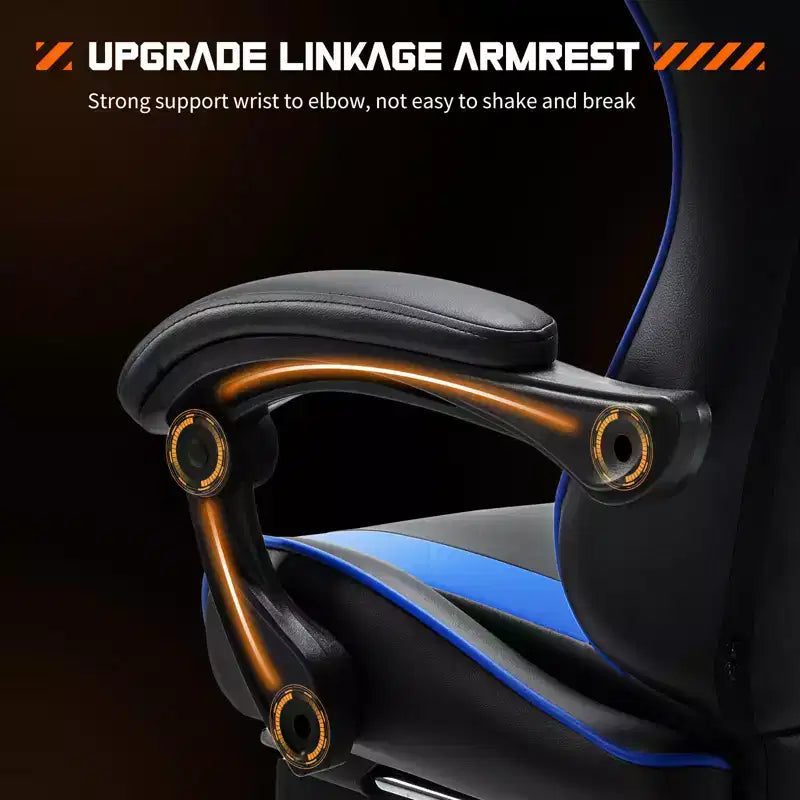 Sedia da Gaming Ergonomica con Poggiapiedi e Comodo Supporto Lombare, Poltrona Reclinabile in Pelle PU con Poggiatesta e Braccioli Fissi
