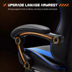Sedia da Gaming Ergonomica con Poggiapiedi e Comodo Supporto Lombare, Poltrona Reclinabile in Pelle PU con Poggiatesta e Braccioli Fissi