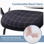 Set di 2 sedie da ufficio direzionali ergonomiche con base a slitta, schienale in rete, braccioli confortevoli, supporto lombare e senza ruote