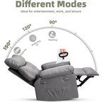 Poltrona reclinabile oversize per adulti - Poltrona reclinabile girevole a 360° con pelle PU, meccanismo reclinabile manuale, per soggiorno/home theater