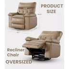 Poltrona reclinabile oversize per adulti - Poltrona reclinabile girevole a 360° con pelle PU, meccanismo reclinabile manuale, per soggiorno/home theater