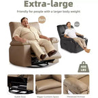 Poltrona reclinabile oversize per adulti - Poltrona reclinabile girevole a 360° con pelle PU, meccanismo reclinabile manuale, per soggiorno/home theater