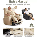 Poltrona reclinabile oversize per adulti - Poltrona reclinabile girevole a 360° con pelle PU, meccanismo reclinabile manuale, per soggiorno/home theater
