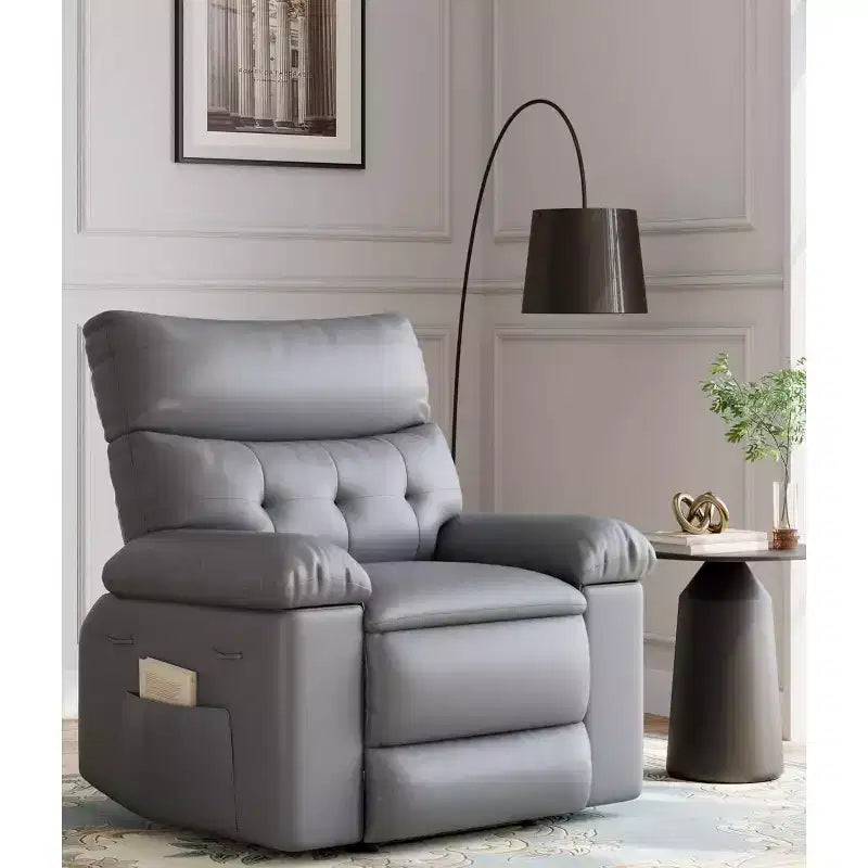 Poltrona reclinabile oversize per adulti - Poltrona reclinabile girevole a 360° con pelle PU, meccanismo reclinabile manuale, per soggiorno/home theater