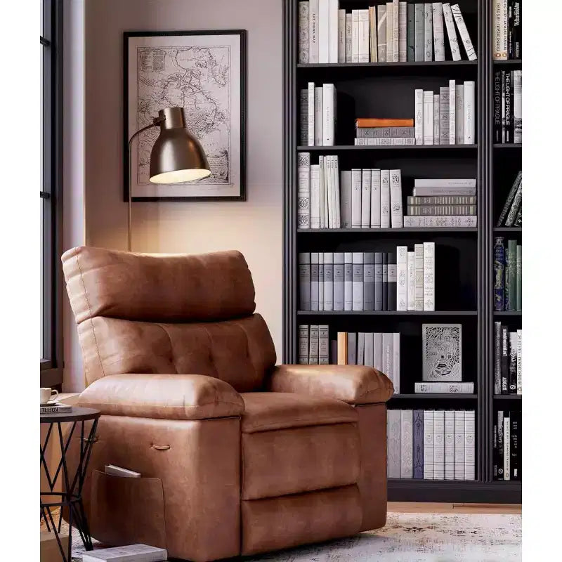 Poltrona reclinabile oversize per adulti - Poltrona reclinabile girevole a 360° con pelle PU, meccanismo reclinabile manuale, per soggiorno/home theater