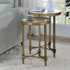 Acme Furniture Aditya Set di 2 tavolini impilabili da 45,7 cm in ottone e a specchio