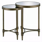 Acme Furniture Aditya Set di 2 tavolini impilabili da 45,7 cm in ottone e a specchio