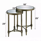 Acme Furniture Aditya Set di 2 tavolini impilabili da 45,7 cm in ottone e a specchio