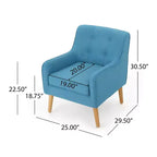Poltrona singola Okak con bottoni, poltrona club trapuntata con comoda tappezzeria, elegante poltrona con gambe in legno di betulla per soggiorno, camera da letto