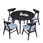 Set da pranzo rotondo GDFStudio Lambert moderno in legno di gomma e tessuto imbottito, 5 pezzi