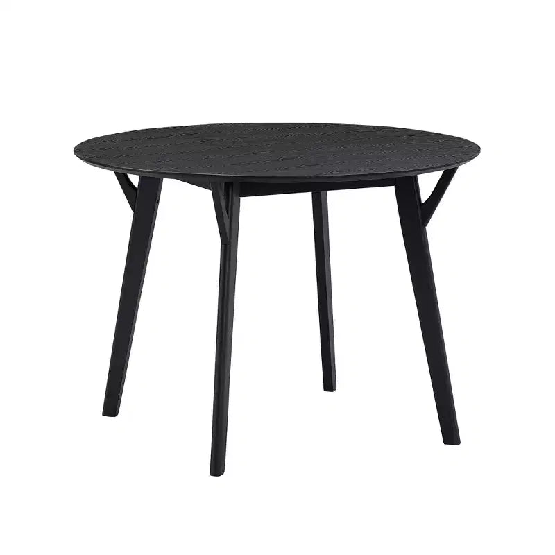 Set da pranzo rotondo GDFStudio Lambert moderno in legno di gomma e tessuto imbottito, 5 pezzi