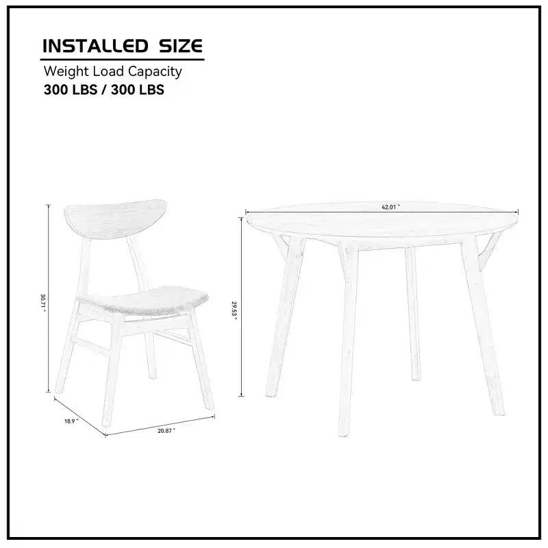 Set da pranzo rotondo GDFStudio Lambert moderno in legno di gomma e tessuto imbottito, 5 pezzi