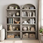 Libreria a 5 Ripiani Scaffale ad Arco 182 cm di Altezza Libreria Stile Fattoria Espositore Portaoggetti Scaffali in Legno per Ufficio Domestico, Soggiorno