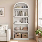 Libreria a 5 Ripiani Scaffale ad Arco 182 cm di Altezza Libreria Stile Fattoria Espositore Portaoggetti Scaffali in Legno per Ufficio Domestico, Soggiorno