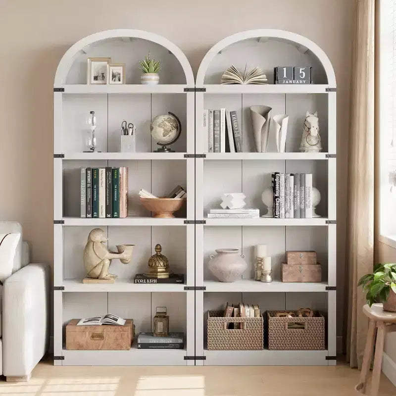 Libreria a 5 Ripiani Scaffale ad Arco 182 cm di Altezza Libreria Stile Fattoria Espositore Portaoggetti Scaffali in Legno per Ufficio Domestico, Soggiorno