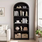 Libreria a 5 Ripiani Scaffale ad Arco 182 cm di Altezza Libreria Stile Fattoria Espositore Portaoggetti Scaffali in Legno per Ufficio Domestico, Soggiorno