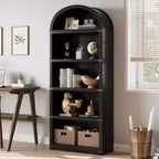 Libreria a 5 Ripiani Scaffale ad Arco 182 cm di Altezza Libreria Stile Fattoria Espositore Portaoggetti Scaffali in Legno per Ufficio Domestico, Soggiorno
