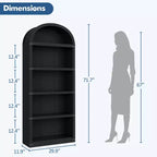 Libreria a 5 Ripiani Scaffale ad Arco 182 cm di Altezza Libreria Stile Fattoria Espositore Portaoggetti Scaffali in Legno per Ufficio Domestico, Soggiorno