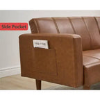 Divano letto futon da 75 pollici, Divano futon moderno di metà secolo, Divano letto convertibile con schienale regolabile, Divanetto con tasche laterali, Divano in pelle PU