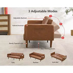 Divano letto futon da 75 pollici, Divano futon moderno di metà secolo, Divano letto convertibile con schienale regolabile, Divanetto con tasche laterali, Divano in pelle PU