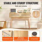 VEVOR Consolle in Rattan con 2 Cassetti Contenitori, Tavolo da Ingresso in Rattan con Ante Scorrevoli in Rattan Naturale, Tavolo Consolle Divano, Naturale