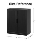 Credenza a Buffet in Legno Venato Nera 36x31x16, Organizzatore Portaoggetti con Ripiani Regolabili e Ante in Rattan per Cucina, Camera da Letto, Ingresso, Soggiorno