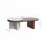Tavolino da caffè ovale LuxenHome in MDF con effetto travertino e finitura noce, marrone